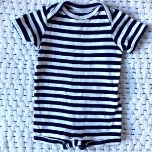 Primary Navy and White Striped Bubble Romper